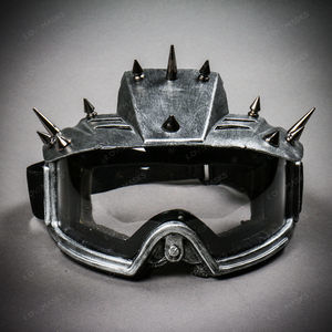 Steampunk Burning Man Spikes Ski Motor Bike Goggles - Silver